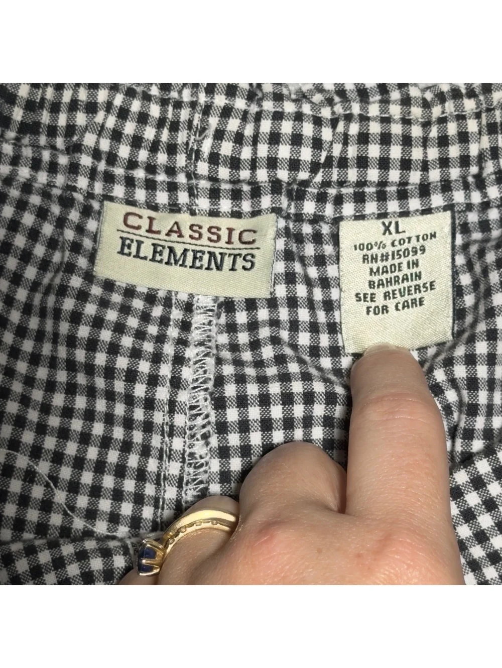 Vintage Classic Elements Black and White Gingham Cotton Shorts XL